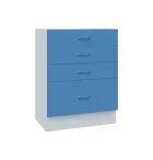 MS - 6Z41 spodní skříňka, 4-zásuvková, 908x654x600, korpus bílý, čílka pastelově modrá